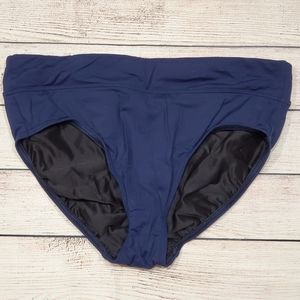 Lands' End Navy Hipster Bikini Bottom with tummy control